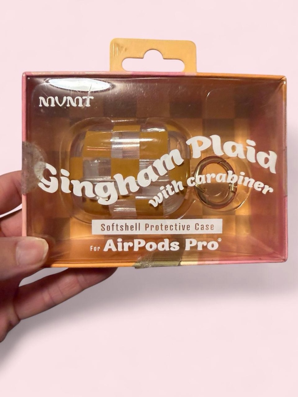 MVMT Gingham Plaid Softshell Protective Case for AirPods Pro - Tan Plaid